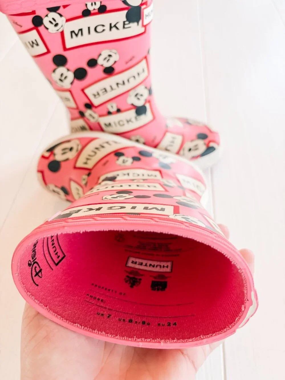 Hunter x Disney Pink Mickey Mouse Rain Boots (US 8)